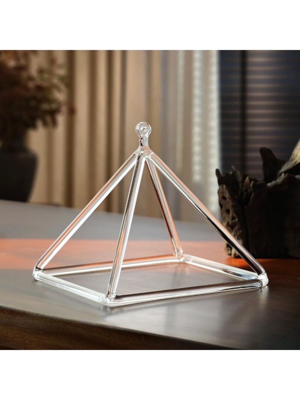 Clear Crystal Quartz Singing Pyramid - 6 Inch Healing Energy Decor, Meditation